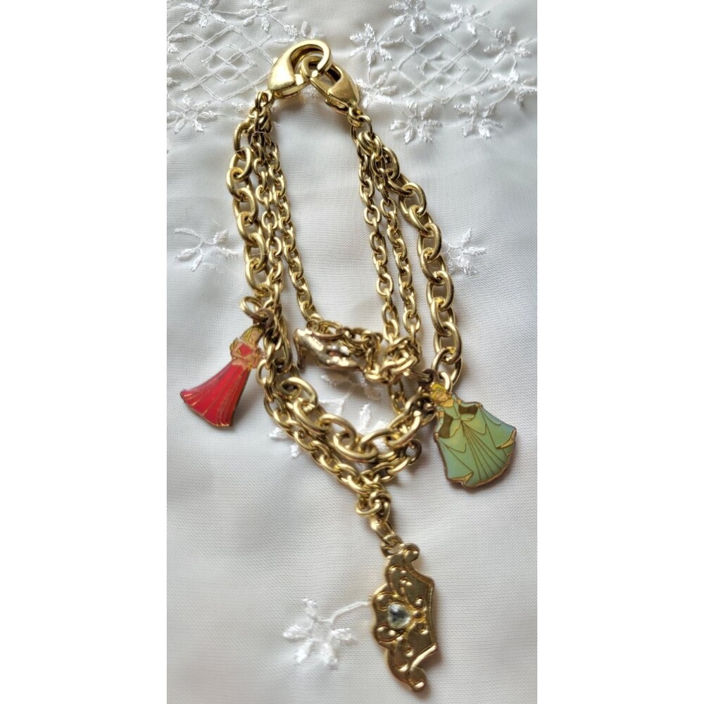 Disney Princess Charm Bracelet Cinderella Sleeping Beauty Crown 8"
